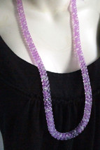 Purple Clear 70s Handmade Box Chain Shimmery Plastic Bead Craft Necklace... - £11.35 GBP