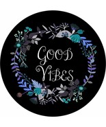 Good Vibes Floral (blue teal) Spare Tire Cover ANY Size, ANY Vehicle, Camper, RV - $113.80