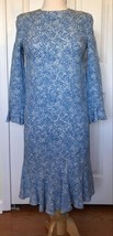 Vintage 50 60s El EAN Ore Hadley New York Silk Ruffle Sleeve Hem Shift Dress Sz 2 - £39.54 GBP