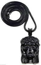 Jesus Necklace New Crowned Iced Out Pendant With 36 Inch Franco Style Chain - £21.19 GBP
