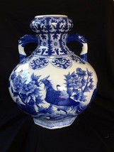 Huge antique marked chinese vase with cock s . Blue and white 6 characters - £398.87 GBP