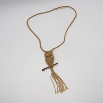 Owl Macrame Necklace Handmade Statement Pendant - $54.41
