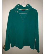 Lands End Womens SZ Large Green 1/4 Zip Long Sleeve Fleece Pullover Swea... - €10,38 EUR