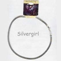 18&quot; Revlon 3/16&quot;  Wide Silver Herringbone Necklace - £7.90 GBP
