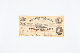 1863 Stato Di Alabama Twenty-Five Centesimi Confederati Frazionario Currency - $77.59