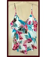 NEW St John&#39;s Bay Tiered 3 Ruffle Tankini Tropical Floral Swim Top Slimm... - $531.98 MXN