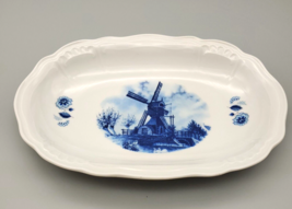 Vintage Ter Steege BV Delft Blauw Oval Bowl Dish 1984 Embossed Holland Windmill - £10.97 GBP