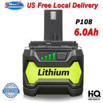 NEW 18V 6.0Ah Battery For RYOBI P108 Lithium-ion One+ Plus High Capacity P104 - £39.08 GBP