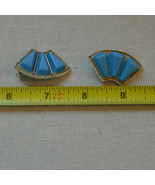 vintage blue early plastic Lucite Thermoset cab cabochon silver clip ear... - £7.03 GBP