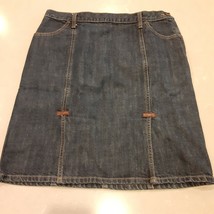 Gap Jean denim skirt women&#39;s size 6 w slits in front Zipper on side 100% Cotton - £17.02 GBP