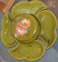 California USA Lazy Susan green Relish Divided Serving Dish #1040 poss Wade - €23,10 EUR
