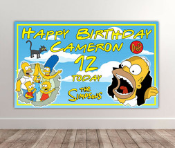 2 X THE SIMPSONS Personalised Birthday Backdrop - Simpsons Banner 40 x 24 Inches - £14.54 GBP