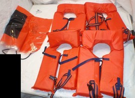 Lot Of 4 Orange Adult Life Jackets + 1 Safety Flag - £14.93 GBP