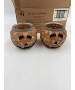 Home Interiors Decorative Candleholders Stained Glass Pumpkin Jack O Lan... - £11.56 GBP