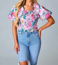 Buddylove tandy puff sleeve top in GARDEN CLUB - £37.88 GBP