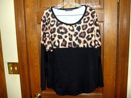 LoveU.Dear Black &amp; Beige Animal Print Knit Top - Size 2XL - £16.94 GBP