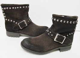 Kelsi Dagger &quot;Max&quot; Ankle Boots Suede Leather Studded Pull On Brown 6 M NWOT - $33.60