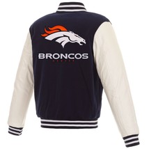 NFL Denver Broncos Reversible Fleece Jacket PVC Sleeves Embroidered Logo... - $139.99