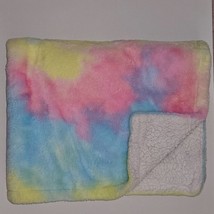 Parent&#39;s Choice Tie Dye Fleece Baby Blanket Pink Yellow Blue Purple White 30x40 - £22.16 GBP