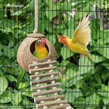 Natural Coconut Hideaway with Ladder, Bird and Small Animal Toy (House w... - £26.75 GBP