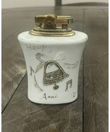 Vintage Milk Glass Lighter Striker Embossed Painted Happy Anniversary Un... - $40.72 CAD