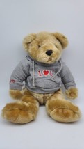 Prima Creations 2008 Plush Stuffed Brown Bear Gray I Love You Hoodie Val... - £21.86 GBP