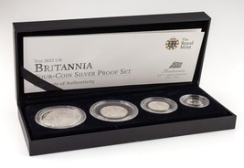 2012 Royaume-Uni Royal Mint Four-Coin Argent Britannia Preuve Kit W/ Boî... - €202,37 EUR