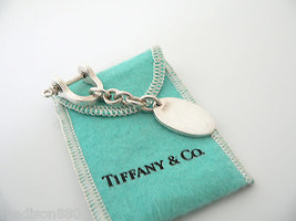 Tiffany &amp; Co Silver Shackle Oval Key Ring Keychain Key Chain Gift Pouch ... - £278.17 GBP