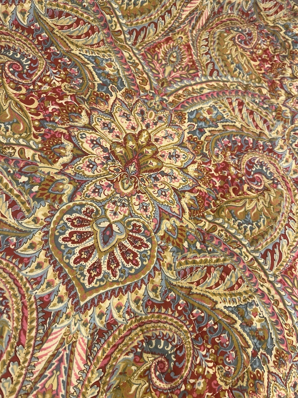 Waverly Yellow Paisley Jacquard Throw Quilt Lap Boho Chic Reversable 60x50” Gold Item image 3
