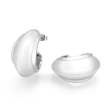 Chunky Dome C Shape Hoop Stud Rhodium Plated Western Jewelry Women Earrings Gift - £46.59 GBP+