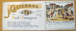 Rare Vintage Antique J. Castagnon Armagnac Brandy France Full Color Pric... - $15.00