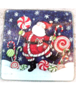 Christmas Trivet Cutting Board EUC 8&quot; Temp Glass Santa Candy Canes - $12.74