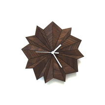 Attractive organic wall clock with American walnut veneer - Origami walnut - £95.00 GBP