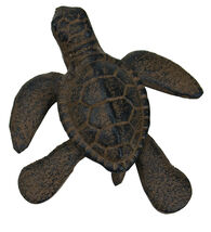 Pack Of 2 Rustic Cast Iron Swimming Sea Turtle Tortoise Hatchling 4"L Fi... - $21.99