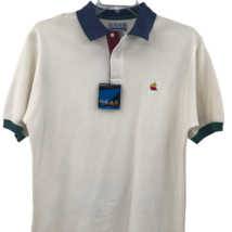NWT VTG Apple Mac Gear Sport White Polo Shirt Rainbow Logo 90s Sz Medium - £106.86 GBP