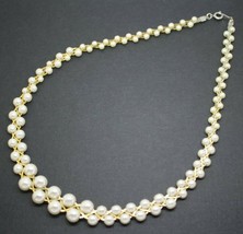 Stunning Vintage 1980s Faux Pearl Gold Woven Link Collar NECKLACE Jewellery - £19.23 GBP