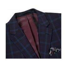 Men's Soft Wool Sport Coat English Plaid Window Pane 556-7 Plum Blue Renoir image 6