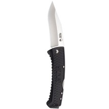 SOG Traction Folding Knife 3.5&quot; Clip Point Plain Blade Black GRN Handles - $69.89