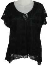 Shannon Ford New York Black Lace Bow Blouse Top Size XL - £15.29 GBP