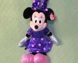 TY SPARKLE 16&quot; MINNIE MOUSE WITH HEART TAG DISNEY PURPLE POLKA DOT DRESS... - £10.59 GBP