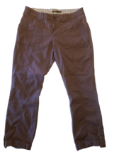 PrAna Ankle Pants Womens 4 Organic Cotton Brown Roll Tab Cuff Stretch Crop - £17.74 GBP