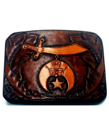 Vintage Hand Tooled Leather-over-Metal Shriners Belt Buckle Bob Mcdonald... - £33.98 GBP