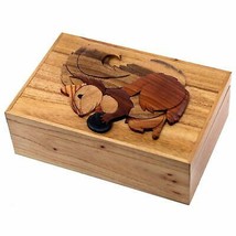 Squirrel Wooden Intarsia Treasure Trinket Large Box 9&quot; x 6&quot; Handcrafted New - £35.48 GBP