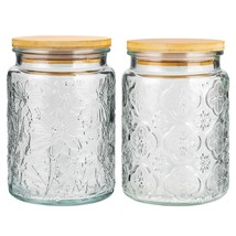 Vintage Glass Jars,23.5 Oz Airtight Storage Jars With Bamboo Lid Food St... - £22.01 GBP