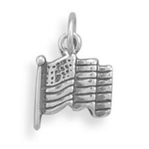 Small Oxidized American Flag USA Charm Unisex Bracelet Neck Piece 14K White GP - £18.31 GBP