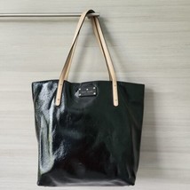 KATE SPADE Cow Leather Tote Soft Shiny Black Large Shoulder Shop Bag Pur... - $96.91
