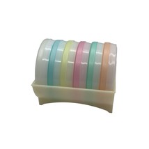 Vintage Tupperware Pastel Wagon Wheel Coasters Set of Six with Caddy - £13.18 GBP