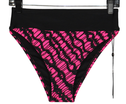 DKNY Fuchsia Black Abstract Print High Waist Bikini Swim Bottoms Size Small - £19.05 GBP