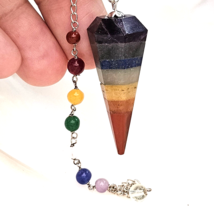 7 Chakra Pendulum Dowsing Point Real Seven Chakra Gemstone Crystal Healing - $6.64