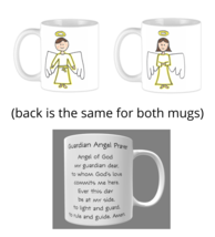 NEW Boy and Girl Guardian Angel Coffee Mug Gift Set Catholic Drawn by 8 ... - £19.95 GBP